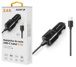 ALIGATOR USB-C autós töltő, 2.4A, Turbó töltő, fekete