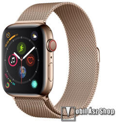 DEVIA ELEGANT okosóra milánói szíj - ARANY - rozsdamentes acél, légáteresztő fém háló kialakítás, mágneses - Apple Watch Series 1/2/3 38mm / 4/5/6/SE 40mm / 7/8 41mm / 10 42mm - DVSB-325069 (DVSB-325069)