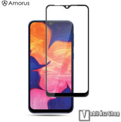 Amorus előlap védő karcálló edzett üveg - FEKETE - 3D, 9H, 0, 3mm, A teljes felületén tapad, a teljes kijelzőt védi - SAMSUNG Galaxy M10 (SM-M105F) / A10 (SM-A105F)