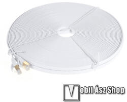 UTP CAT7 PATCH LAN KÁBEL - 30m hosszú, lapos kábel, 10 Gbps, árnyékolt RJ45 csatlakozók - FEHÉR
