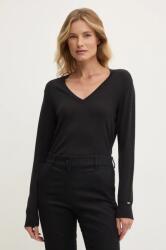 Tommy Hilfiger gyapjú pulóver könnyű, női, fekete, WW0WW43097 - fekete S