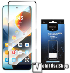 MyScreen DIAMOND GLASS LITE EDGE előlap védő karcálló edzett üveg - FEKETE - 9H, 0.33 mm, A teljes felületén tapad, a teljes kijelzőt védi - Tecno Spark 10 Pro / Pova 5 Pro (MD6685DGLFG)