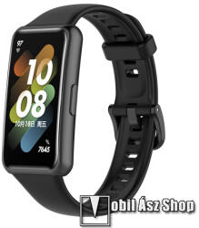Okosóra szíj - szilikon - FEKETE - 125mm + 92mm hosszú - HUAWEI Band 7