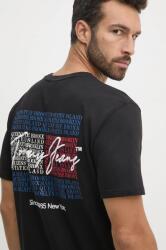 Tommy Jeans pamut póló fekete, férfi, nyomott mintás, DM0DM18518 - fekete XXL