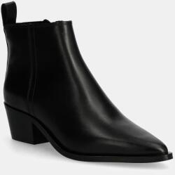 Calvin Klein Jeans bőr csizma COWBOY BOOT MG LTH fekete, női, magassarkú, YW0YW01678 - fekete Női 41