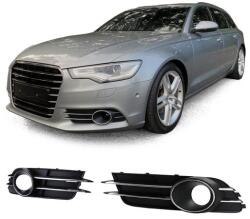 AUDI A6 C7 4G 2010-2014 fekete ködlámpa keret - rács króm betéttel (ködlámpáshoz)
