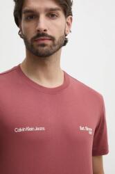 Calvin Klein Jeans pamut póló bordó, férfi, nyomott mintás, J30J326867 - burgundia S