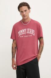 Tommy Jeans pamut póló piros, férfi, nyomott mintás, DM0DM19699 - piros S