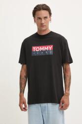 Tommy Jeans pamut póló fekete, férfi, nyomott mintás, DM0DM19684 - fekete S