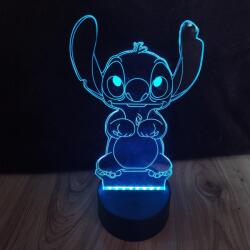 3dlampavarazs 3D figurás asztali lámpa, éjjeli lámpa 16 szín távirányítóval Stitch