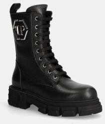Philipp Plein bőr bakancs Embossed Army Boot fekete, női, platformos, WSE0811 PLE010N 02 - fekete Női 40