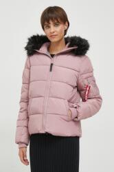 Alpha Industries rövid kabát Hooded Puffer Wmn női, rózsaszín, téli - rózsaszín M