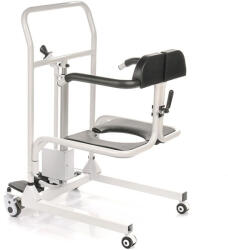 MDH Scaun cu rotile sanitare si carucior de dus MHD, cu butoane, greutate maxima 135 Kg, Alb Negru
