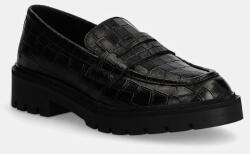 Calvin Klein Jeans bőr mokaszin FLATFORM LOAFER MG CROC LTH fekete, női, platformos, YW0YW01680 - fekete Női 40