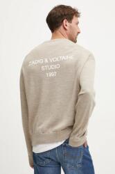 Zadig&Voltaire gyapjú pulóver könnyű, férfi, bézs, KMSW00713 - bézs M