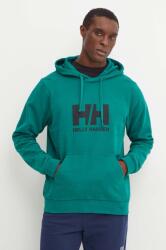 Helly Hansen pamut melegítőfelső HH LOGO zöld, férfi, nyomott mintás, kapucnis, 30394 - zöld S