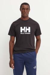 Helly Hansen pamut póló HH LOGO fekete, férfi, nyomott mintás, 30396 - fekete XL