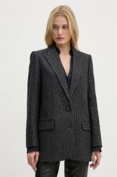 Zadig&Voltaire gyapjú kabát szürke, mintás, egysoros gombolású, WWBL00877 - szürke 38