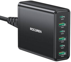 Rocoren power charger 3x USB-C, 3x USB-A, 60W (black)