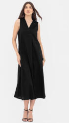 SHOPIKA Rochie lunga A-line cu decolteu in V, din poplin de bumbac, neagra Talie unica