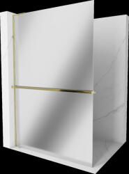 Mexen Kioto+ L, Walk-In zuhanyparaván polccal és akasztóval 70 x 200 cm, 8 mm-es tükörmintás üveg, arany fényes profil, 800-070-123-50-50 (800-070-123-50-50)