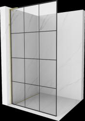 Mexen Kioto L, Walk-In zuhany paraván 110 x 200 cm, 8 mm átlátszó üveg fekete mintás, arany fényes profil, 800-110-103-50-77 (800-110-103-50-77)