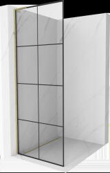 Mexen Kioto L, Walk-In zuhany paraván 70 x 200 cm, 8 mm átlátszó üveg fekete mintás, arany fényes profil, 800-070-103-50-77 (800-070-103-50-77)