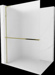 Mexen Kioto+ L, Walk-In zuhanyparaván polccal és akasztóval 70 x 200 cm, 8 mm-es mattüveg, arany fényes profil, 800-070-123-50-30 (800-070-123-50-30)