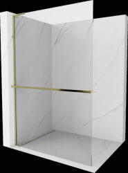 Mexen Kioto+ L, Walk-In zuhany paraván polccal és akasztóval 70 x 200 cm, 8 mm átlátszó üveg, arany fényes profil, 800-070-123-50-00 (800-070-123-50-00)