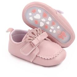 SuperBaby Pantofiori roz pudra cu fundita si coronita