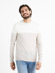 Celio Мъжки бял и бежов пуловер от мериносова вълна Celio Cemeribloc Celio | Bezhov | МЪЖЕ | S