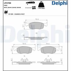 DELPHI set placute frana, frana disc DELPHI LP3700 - piesa-auto