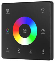 S-LIGHTLED SL-SK TW4-4 RGB/RGBW LED távszabályzó fali RF fekete 4 zónás (LEDVSK076)