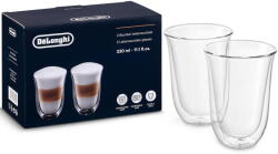 DeLonghi Set 2 pahare latte De'Longhi DLSC312, 2x330 ml, Sticla termorezistenta, Transparente, Perete dublu (8004399324794)