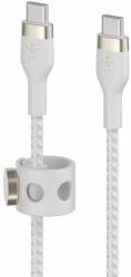 Belkin BoostCharge Pro Flex USB-C Cable - здрав USB-C към USB-C кабел с въжена оплетка за устройства с USB-C порт (200 см) (бял)