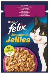 FELIX Hrană pentru pisici FELIX Sensations Jellies for cats with duck in litter tray 85g