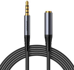 JOYROOM SY-A09 AUX hosszabbítókábel 3, 5 mm-es mini jack anya és 3, 5 mm-es mini jack dugó, fonott, 1, 2 m fekete