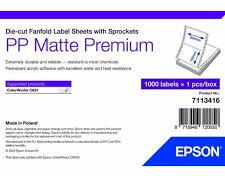 PP Matte Label Premium, Die-cut Fanfold Sheets with Sprockets, 203mm x 152mm, 1000 Labels (7113416)