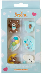 Decora Decor Zahar - Baby Boy (Nor, Luna, Ursulet, Baloane, Body, Mesaj) 3-4 cm, 6 modele, 6 buc (500430)