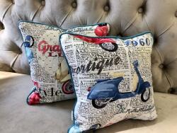 Hiko Set 2 perne decorative 2x40x40cm cu fata detasabila, Hiko Teen moto ocean blue (4741)