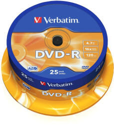 Verbatim DVD-R AZO 4.7GB 16X MATT SILVER SURFACE (25 PACK) (43522) - gtcomputers