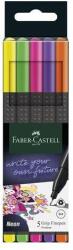 Faber-Castell Tűfilc készlet, 0, 4 mm, FABER-CASTELL "Grip", 5 különböző neon szín (TFC151603) - papiruniverzum