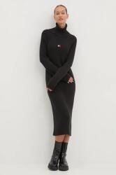 Tommy Hilfiger pamut ruha fekete, midi, testhezálló, DW0DW19815 - fekete S