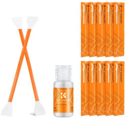 K& F Concept dupla fejes tisztítópálca készlet, 16 mm-es tisztítófejjel, 10 db + 20 ml tisztító folyadék (KF-1964)