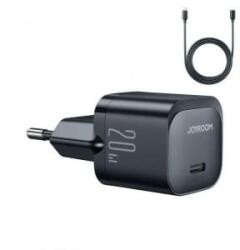 JOYROOM Type-C mini hálózati töltő 20W, Type-C-Type-C kábellel fekete