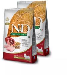 N&D N & D Ancestral Grain Dog csirke, tönköly, zab & gránátalma adult mini 2x2, 5kg