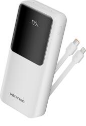 Vention 20000 mAh, Integrated USB-C, Lightning Cables, 22.5W, LED Display Type, fehér (FHPW0)