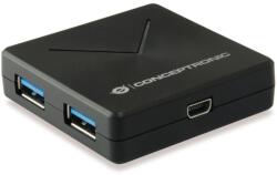 Conceptronic HUBBIES02B hálózati csatlakozó USB 3.2 Gen 1 (3.1 Gen 1) Mini-B 5000 Mbit/s Fekete (HUBBIES02B) (HUBBIES02B)