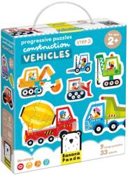 BANANA PANDA Banana Panda, Progressive Puzzle, Vehicule de constructie, puzzle, 33 piese Puzzle