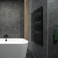 Radeco ENZO íves törölközőszárítós csőradiátor AK5-500/EL, 530x1240 mm MATT FEKETE